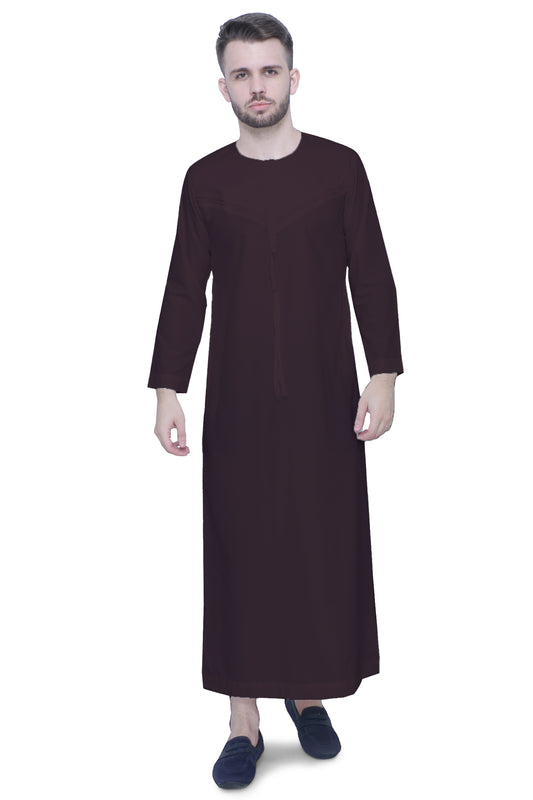 Emirati Mens Omani Thobe - Full Sleeves - Brown