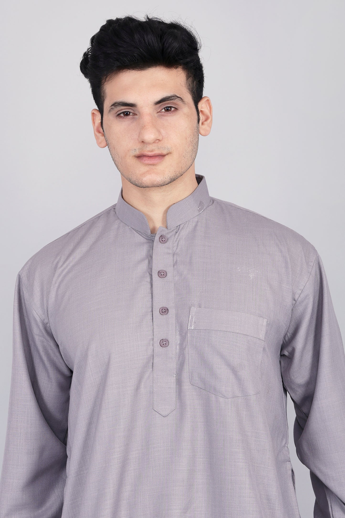 Mens Grey Kurta and Pyjama Set