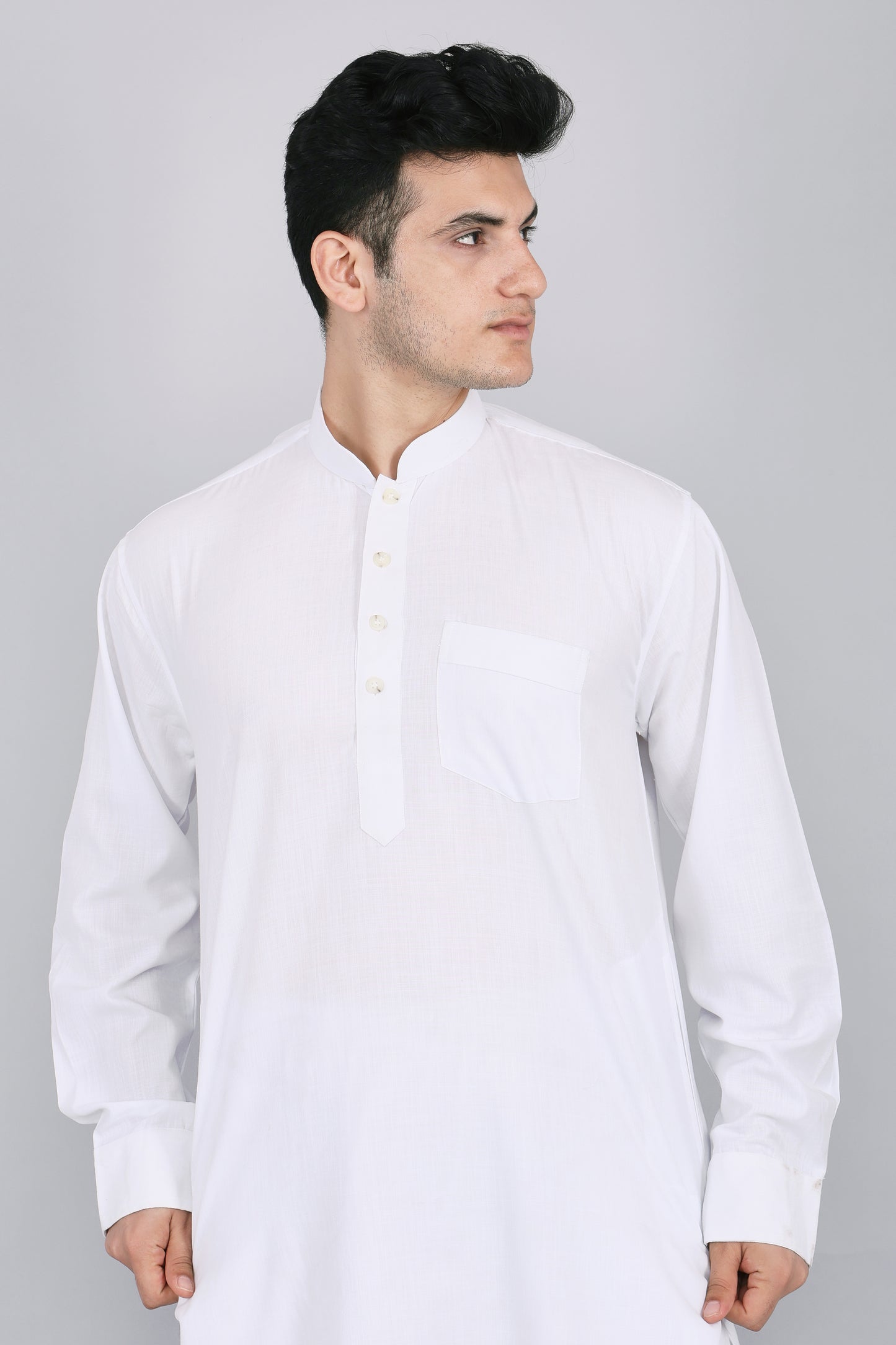 Mens White Kurta and Pyjama Set