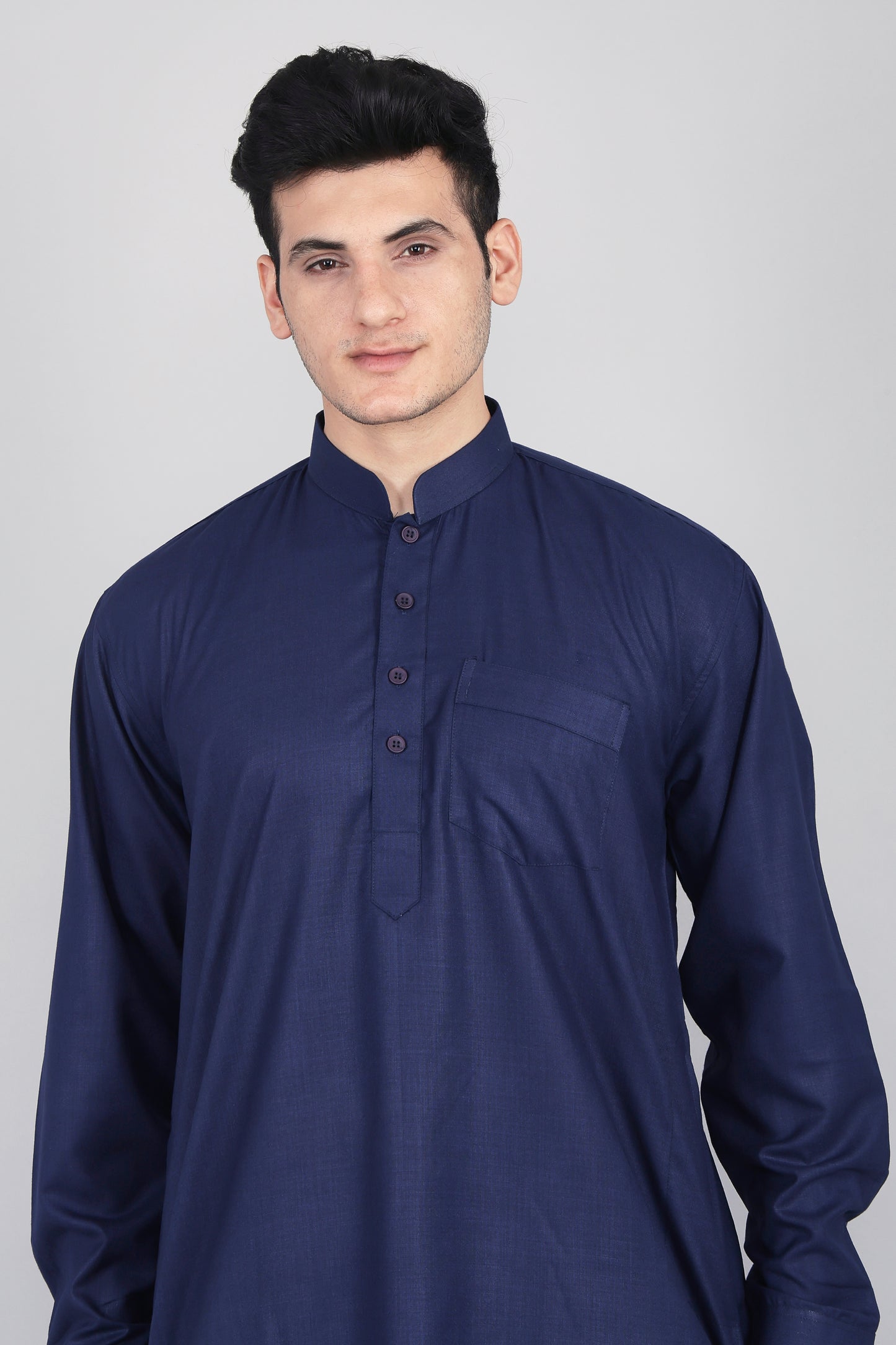 Mens Navy Blue Kurta and Pyjama Set