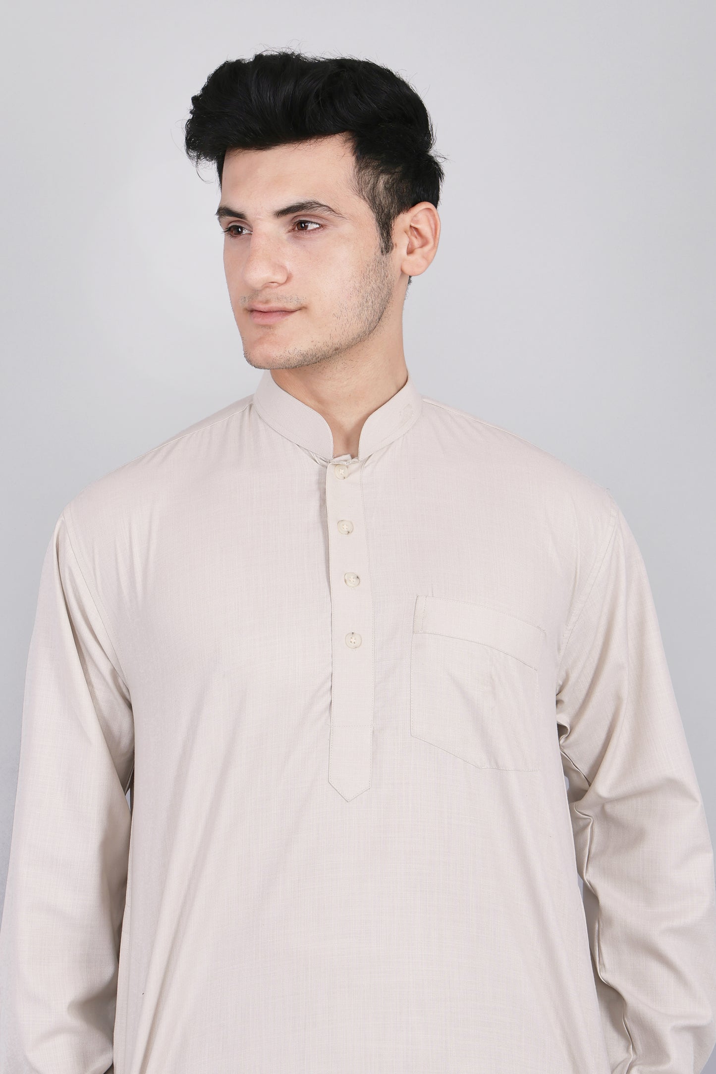 Mens Cream Kurta and Pyjama Set