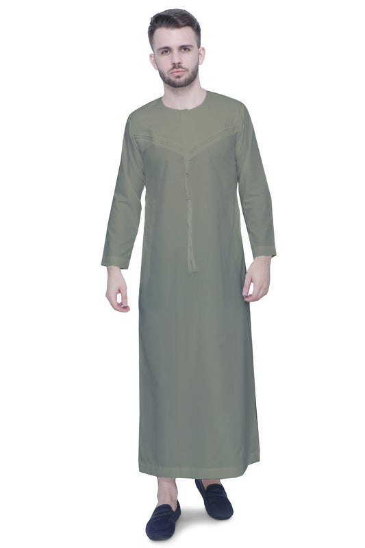 Emirati Mens Omani Thobe - Full Sleeves - Pista Green