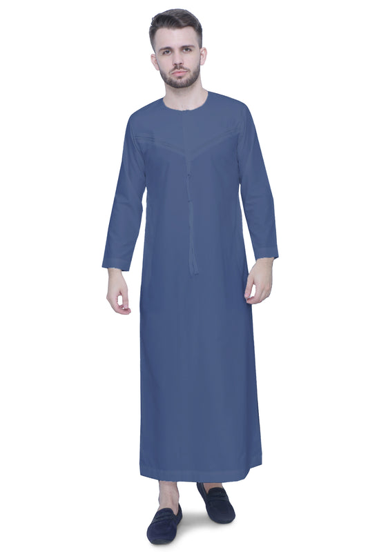 Emirati Mens Omani Thobe - Full Sleeves - Sapphire Blue