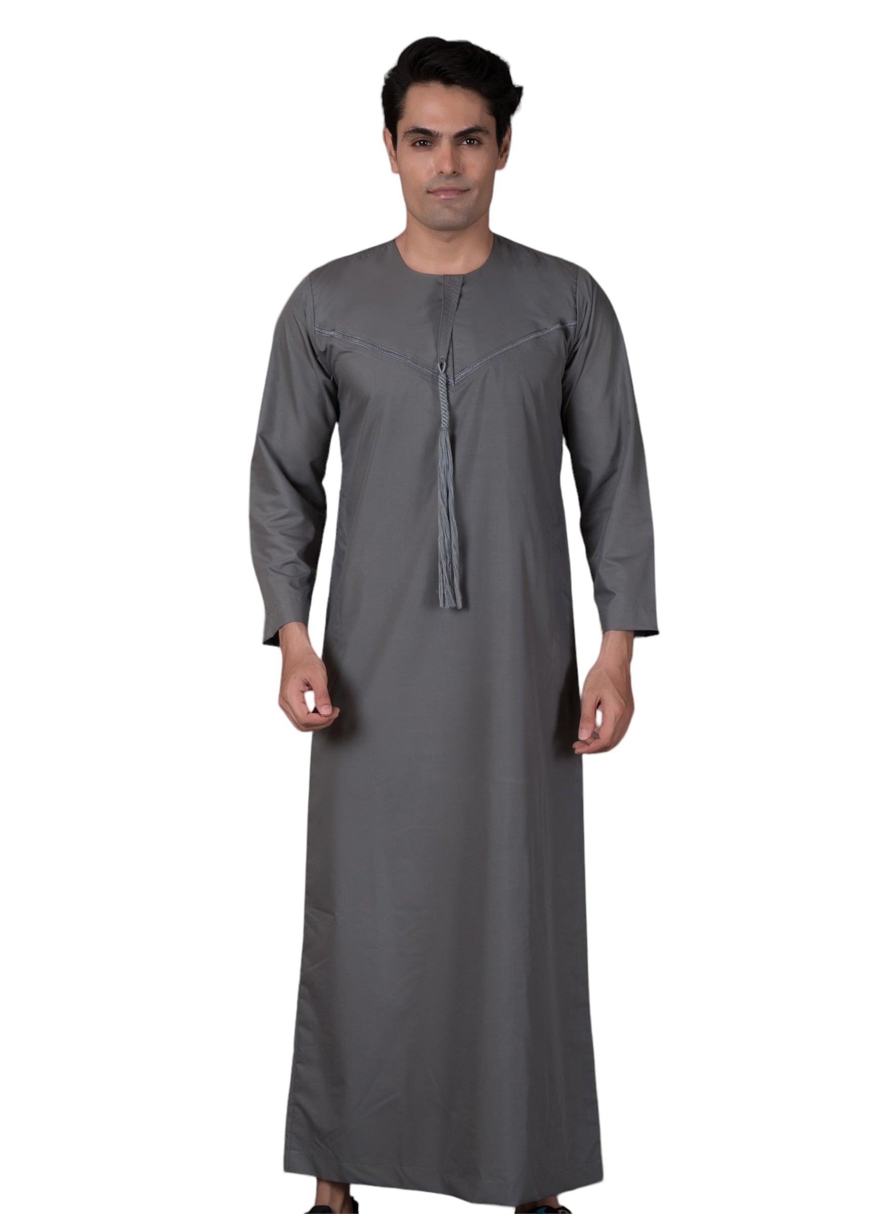 Emirati Mens Omani Thobe - Full Sleeves - Dark Grey – IIJABIA