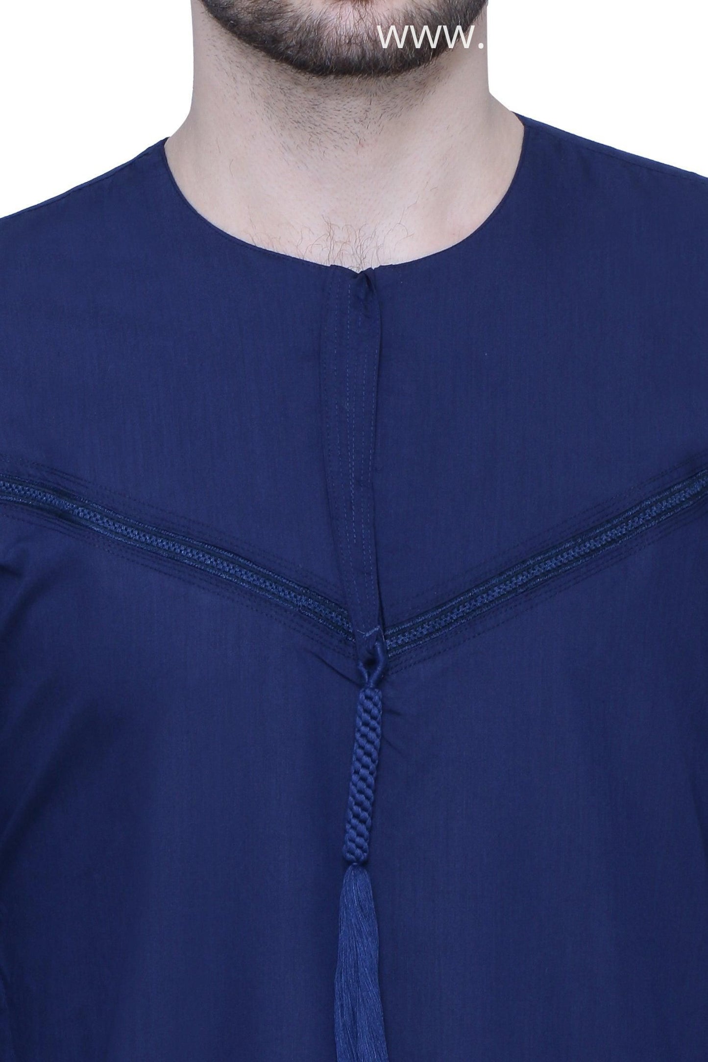 Emirati Mens Omani Thobe - Full Sleeves - Navy Blue - IIJABIA