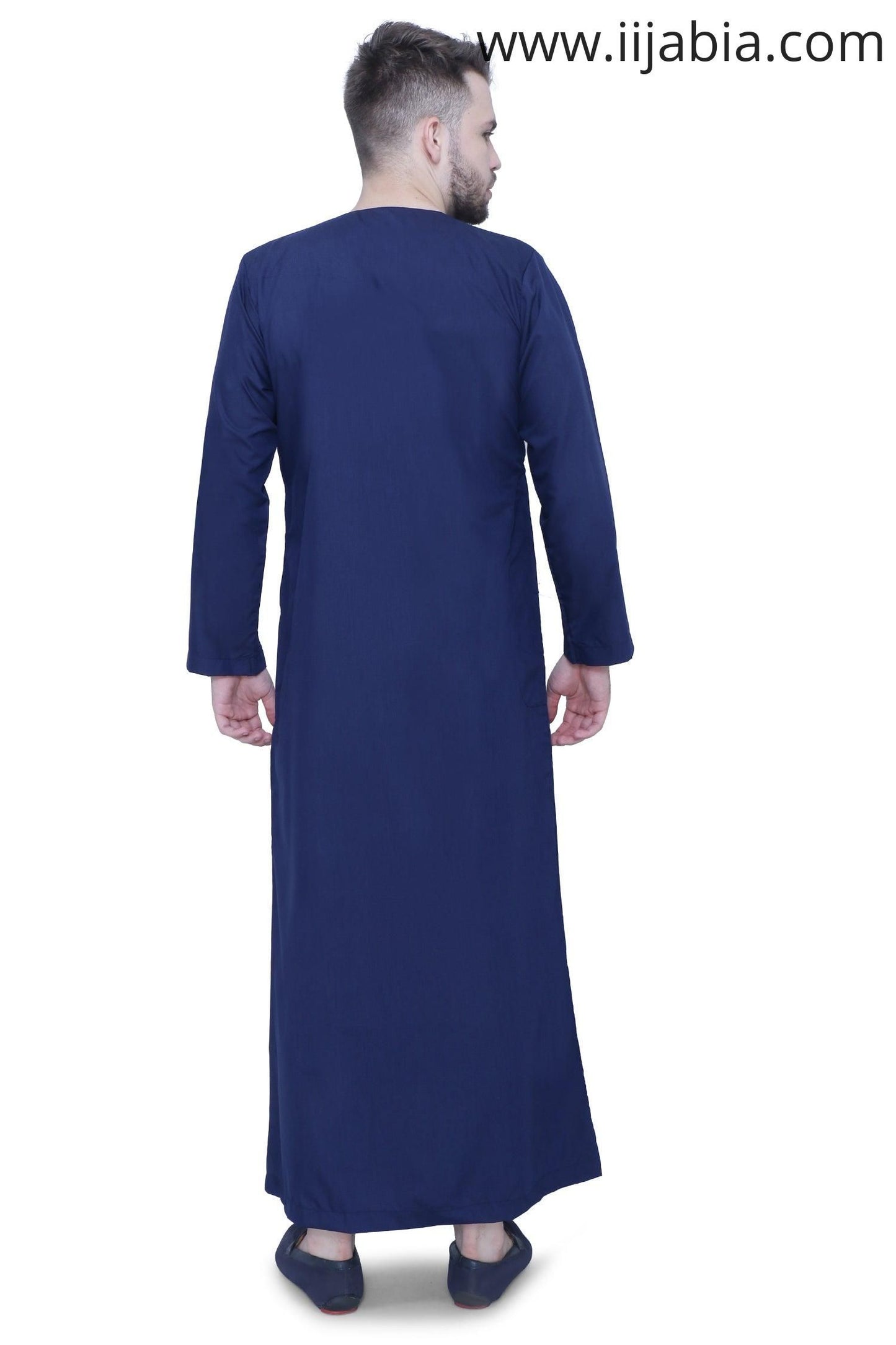 Emirati Mens Omani Thobe - Full Sleeves - Navy Blue - IIJABIA