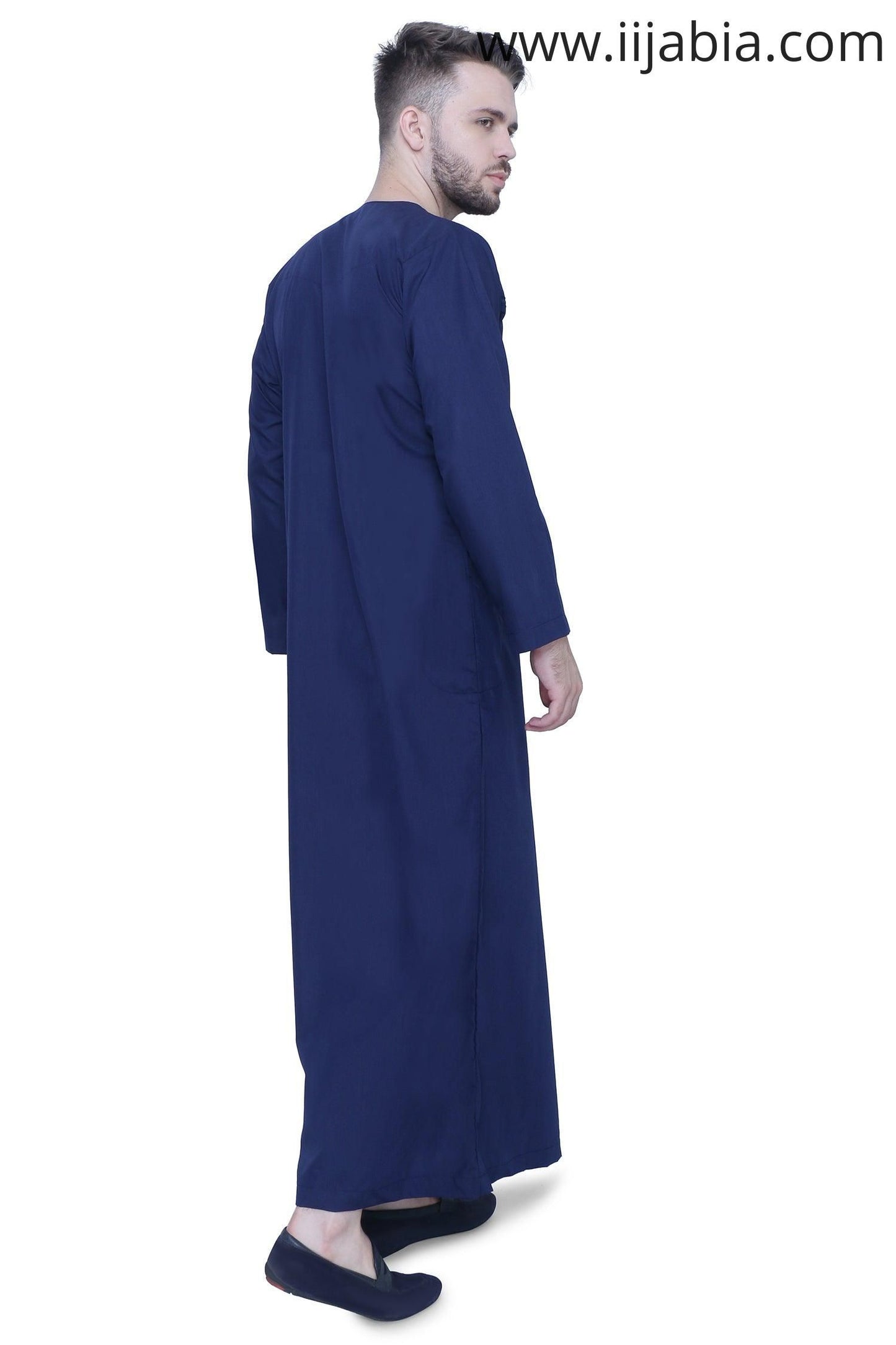 Emirati Mens Omani Thobe - Full Sleeves - Navy Blue - IIJABIA