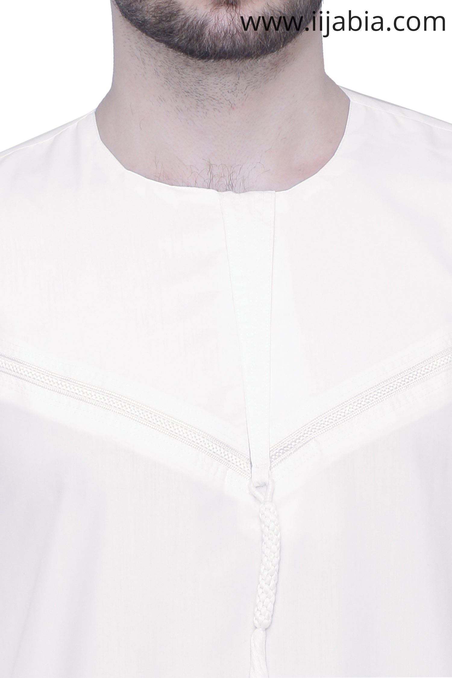 Emirati Mens Omani Thobe - Full Sleeves - Off-White - IIJABIA