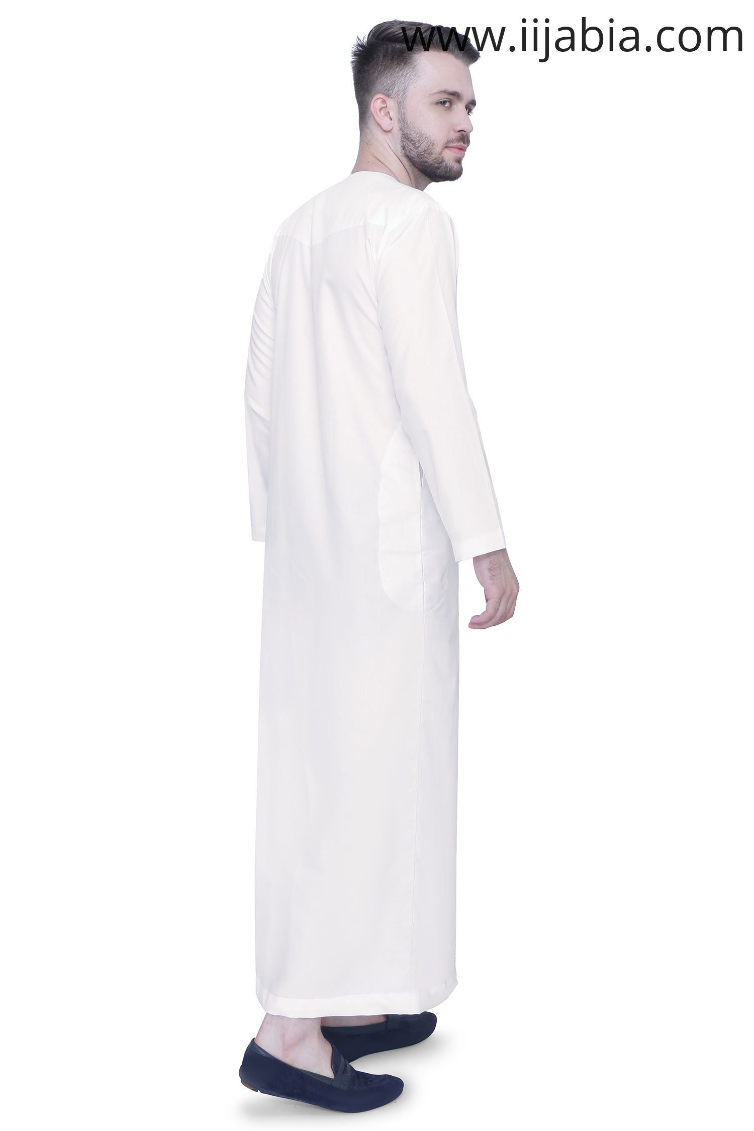 Emirati Mens Omani Thobe - Full Sleeves - Off-White - IIJABIA