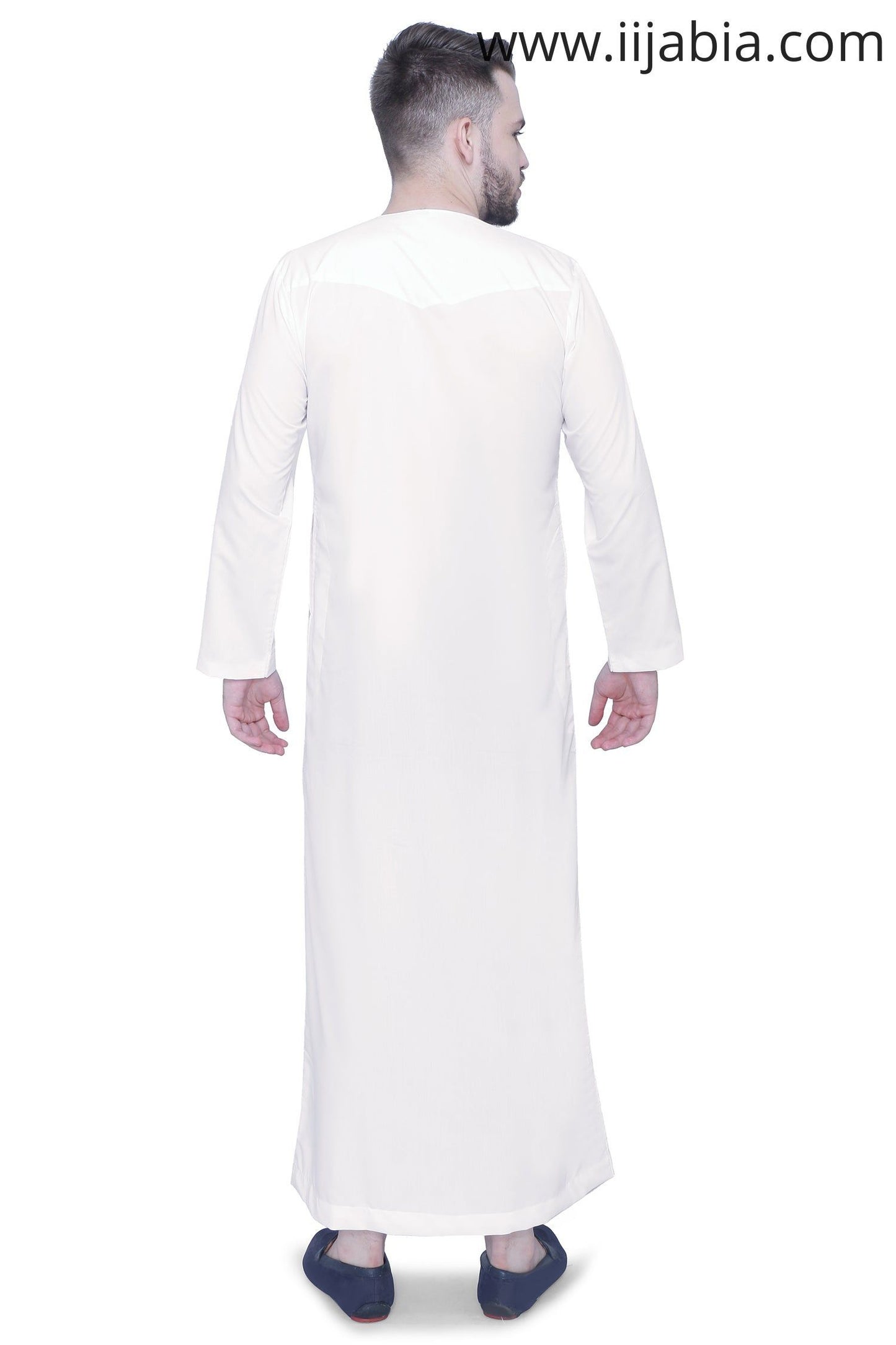 Emirati Mens Omani Thobe - Full Sleeves - Off-White - IIJABIA