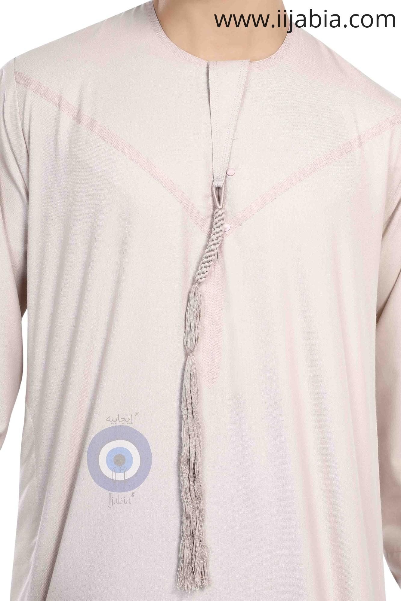 Heavy Fabric Emirati Mens Omani Thobe - Full Sleeves - Light Pink (International Saudi Size) - IIJABIA