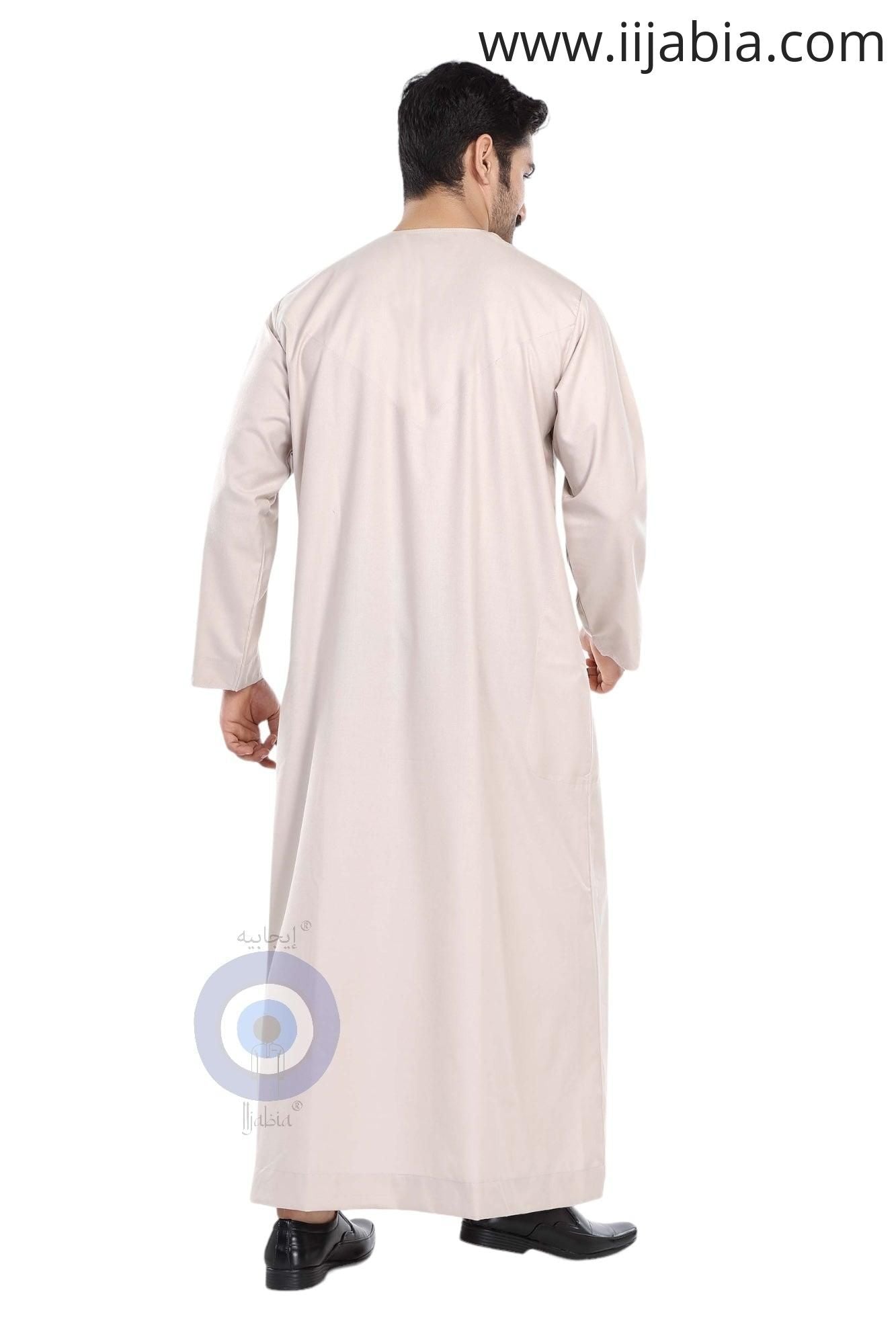 Heavy Fabric Emirati Mens Omani Thobe - Full Sleeves - Light Pink (International Saudi Size) - IIJABIA