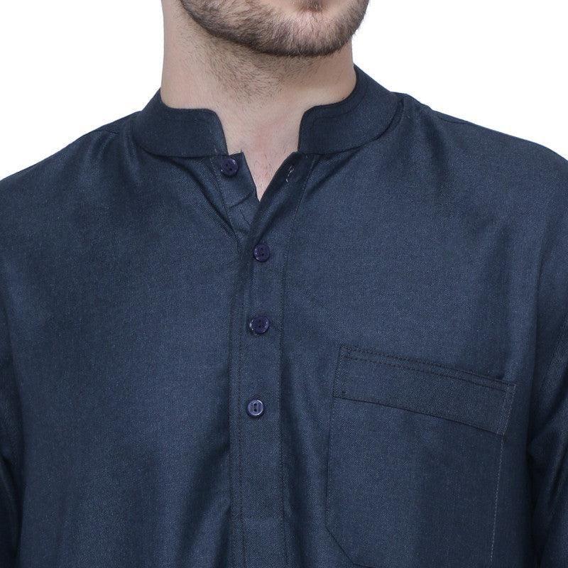 Alrasid Mens Thobe - Full Sleeves - Dark Blue - IIJABIA