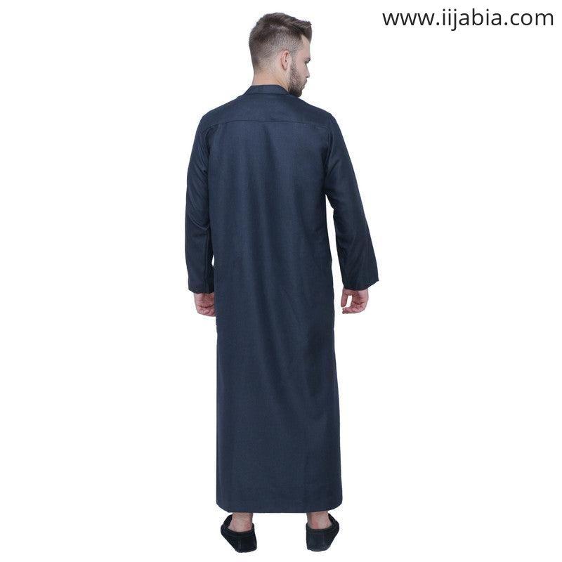 Alrasid Mens Thobe - Full Sleeves - Dark Blue - IIJABIA