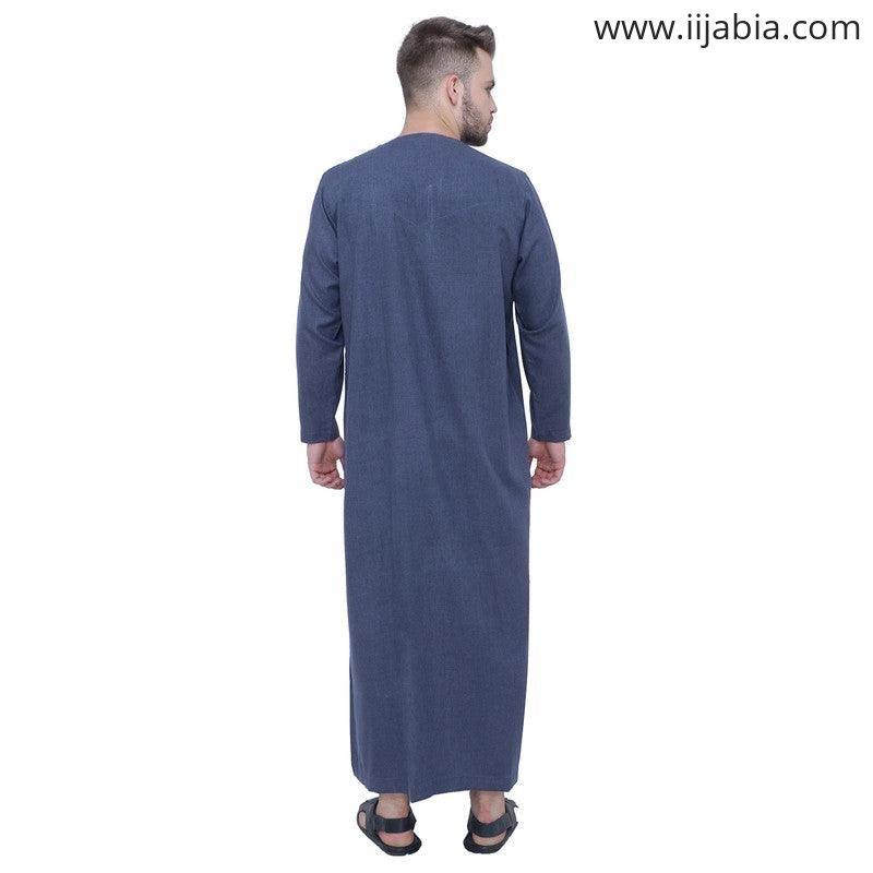 Azhar Emirati Mens Thobe - Full Sleeves - Blue - IIJABIA