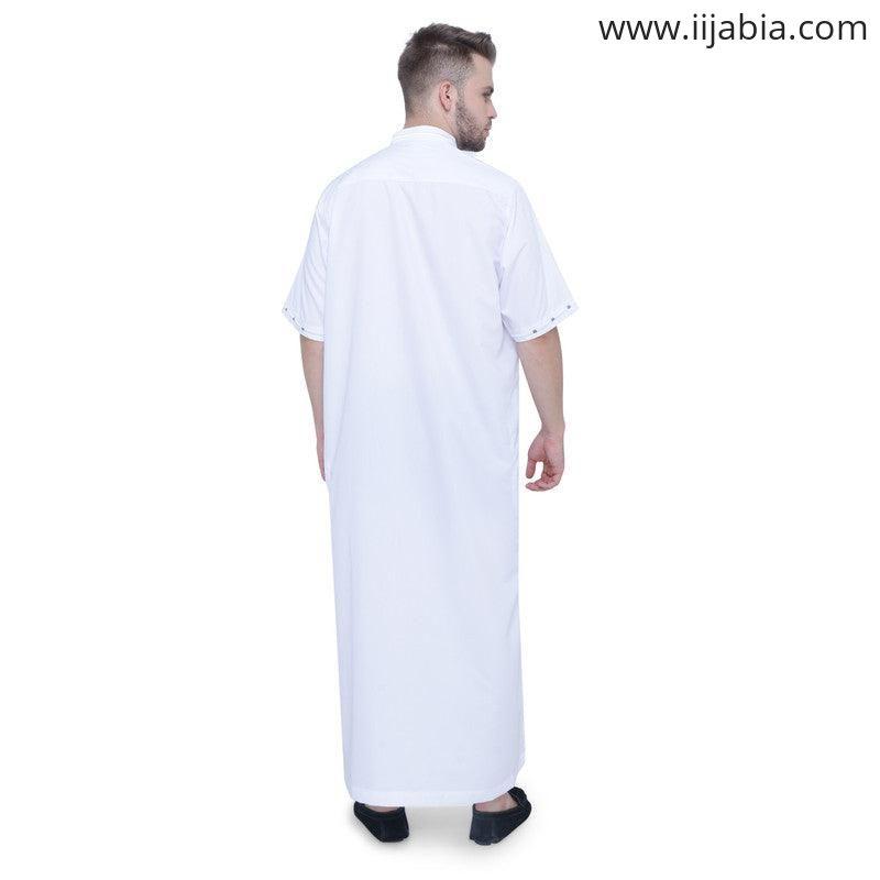 Ejlal Mens Thobe - Half Sleeves - White - IIJABIA